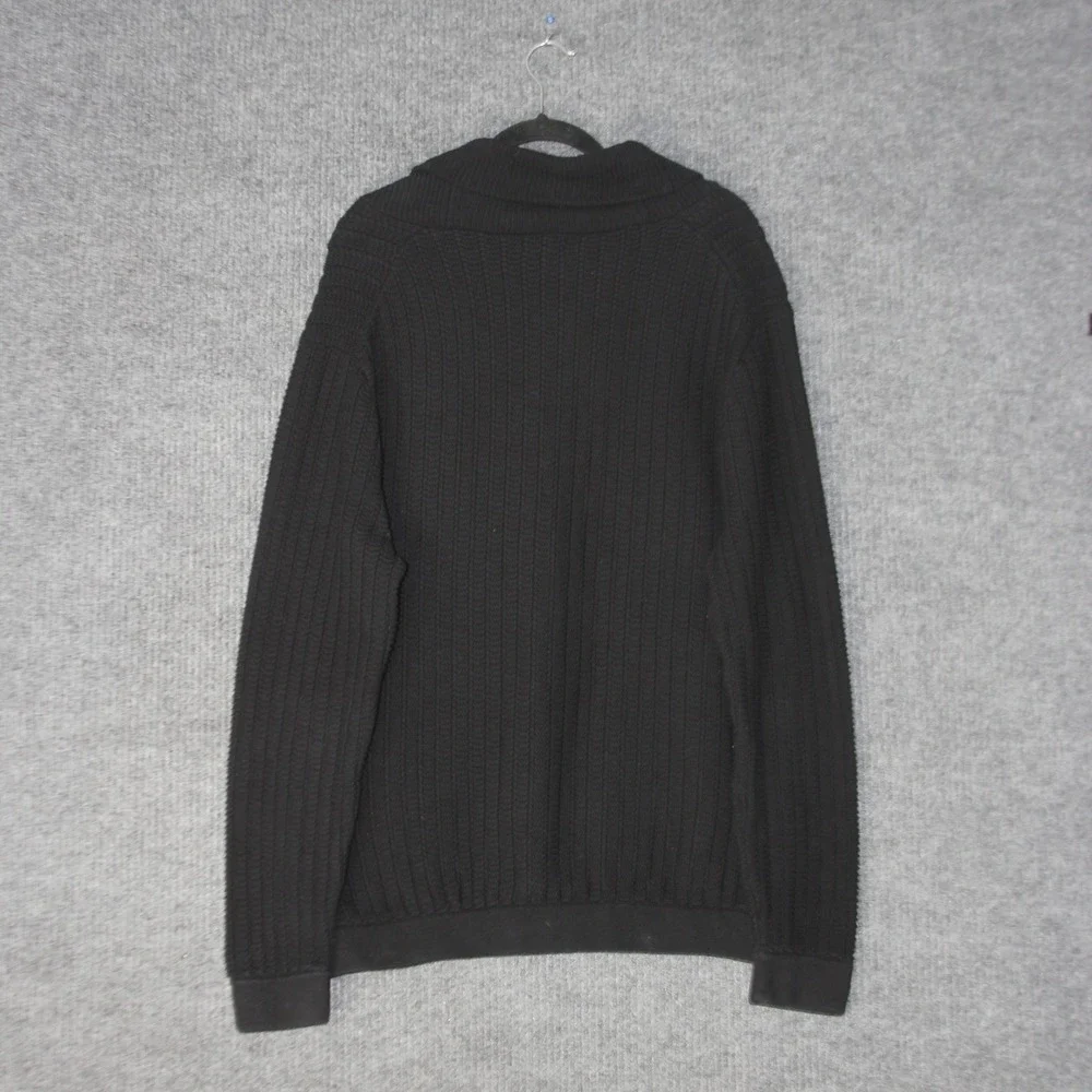 J Crew Cardigan Sweater Mens XL Black Shawl Collar‎ Ribbed Knit Button Front